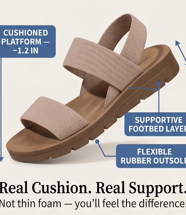 Women's Slip-On Elastic Strap Cushioned Flat Sandals