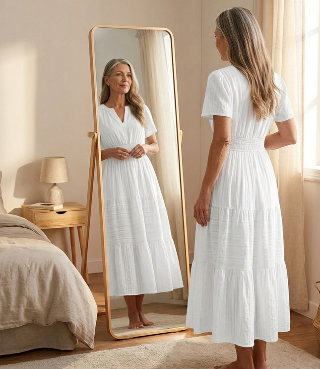 Women's Smocked Waist Tiered Summer Midi Dress