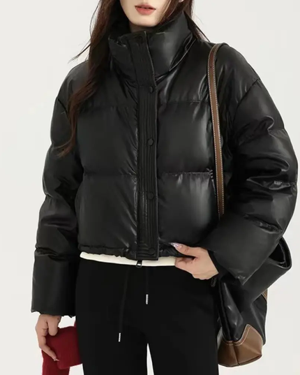 Women's Snap-Front Cropped Puffer Jacket