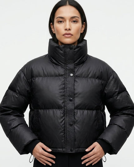 Women's Snap-Front Cropped Puffer Jacket