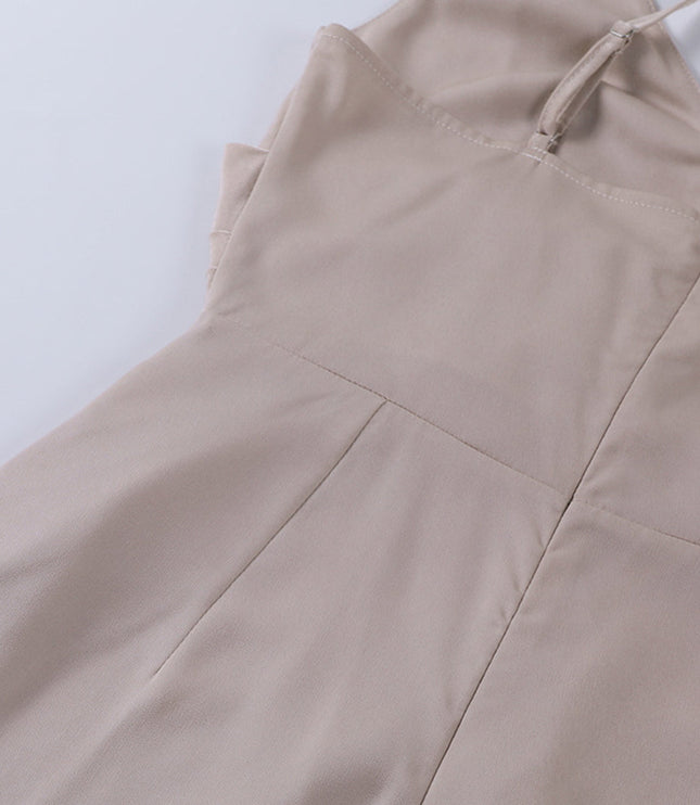 Women's Spaghetti Strap Draped V Neck Side Slit Maxi Dress
