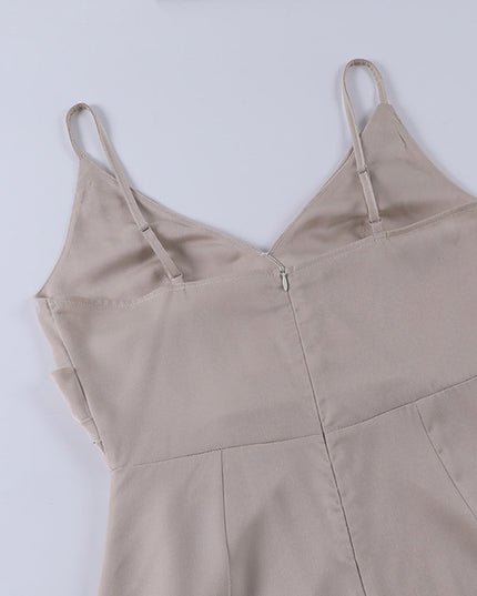Women's Spaghetti Strap Draped V Neck Side Slit Maxi Dress