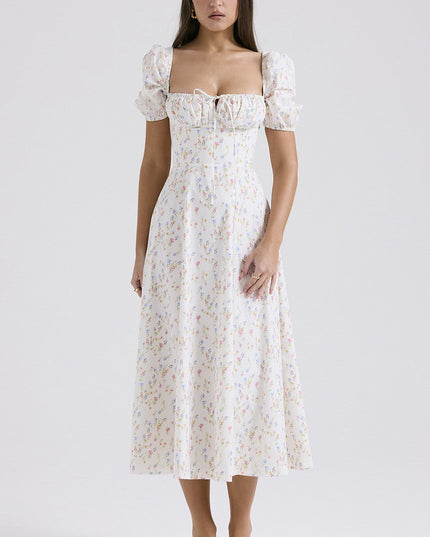 Women's Spaghetti Strap Pleated Wedding Guest Midi Dress