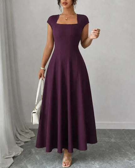 Women's Square Neck A-Line Cocktail Maxi Dress