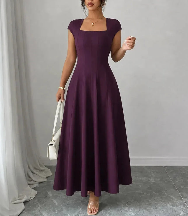 Women's Square Neck A-Line Cocktail Maxi Dress