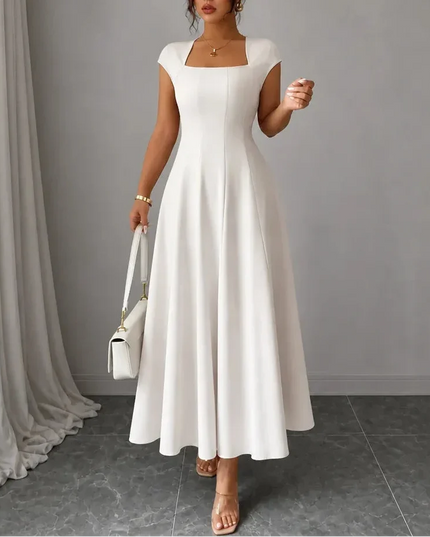Women's Square Neck A-Line Cocktail Maxi Dress