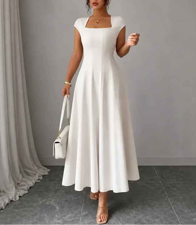 Women's Square Neck A-Line Cocktail Maxi Dress