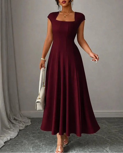 Women's Square Neck A-Line Cocktail Maxi Dress