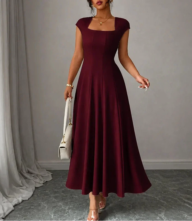 Women's Square Neck A-Line Cocktail Maxi Dress
