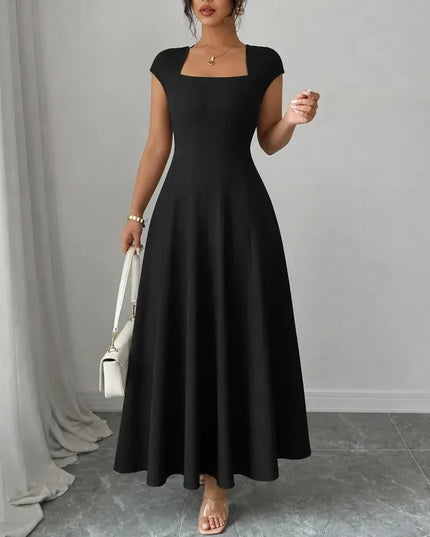 Women's Square Neck A-Line Cocktail Maxi Dress