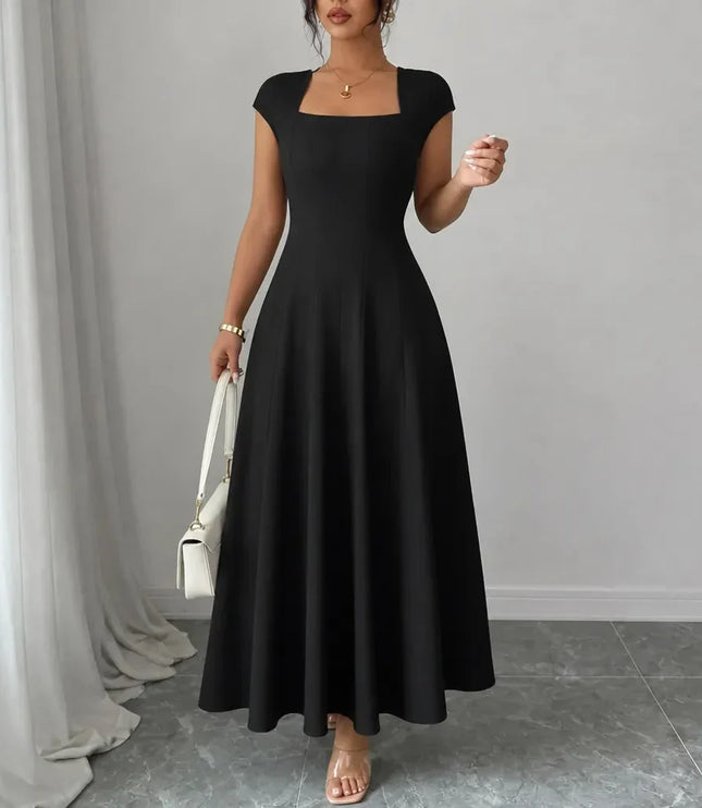 Women's Square Neck A-Line Cocktail Maxi Dress