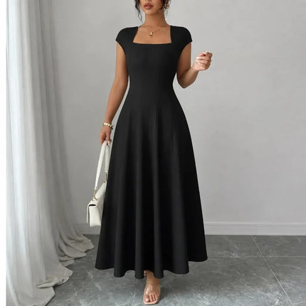 Women's Square Neck A-Line Cocktail Maxi Dress