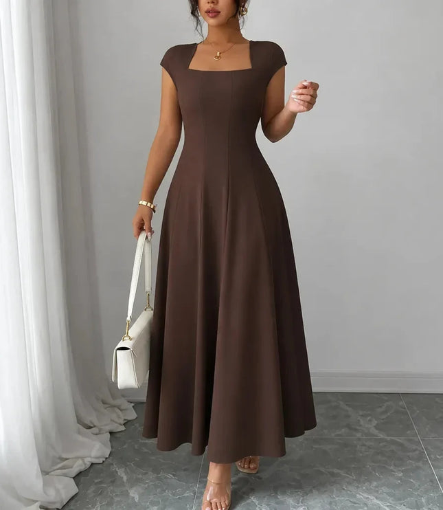 Women's Square Neck A-Line Cocktail Maxi Dress