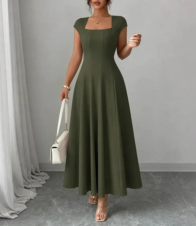 Women's Square Neck A-Line Cocktail Maxi Dress