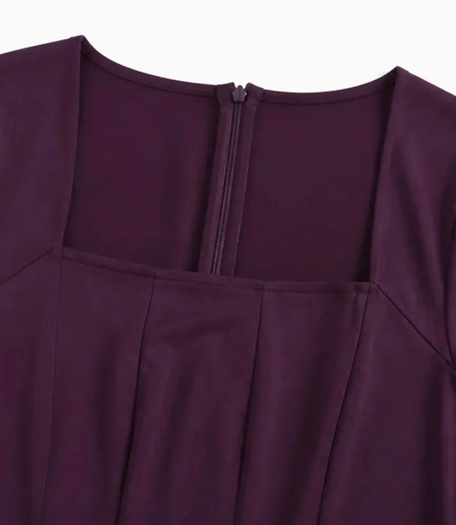 Women's Square Neck A-Line Cocktail Maxi Dress