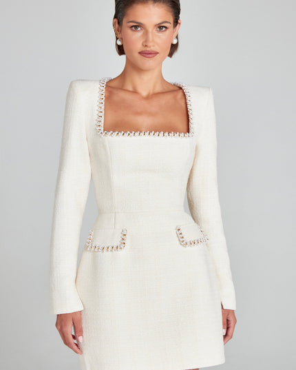 Women's Square Neck Long Sleeve Homecoming Mini Dress