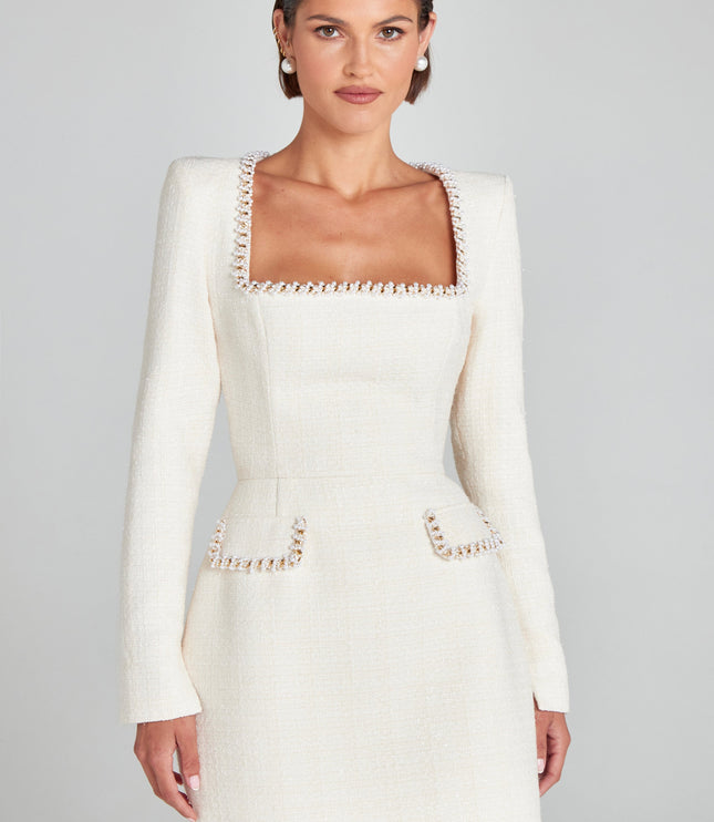 Women's Square Neck Long Sleeve Homecoming Mini Dress