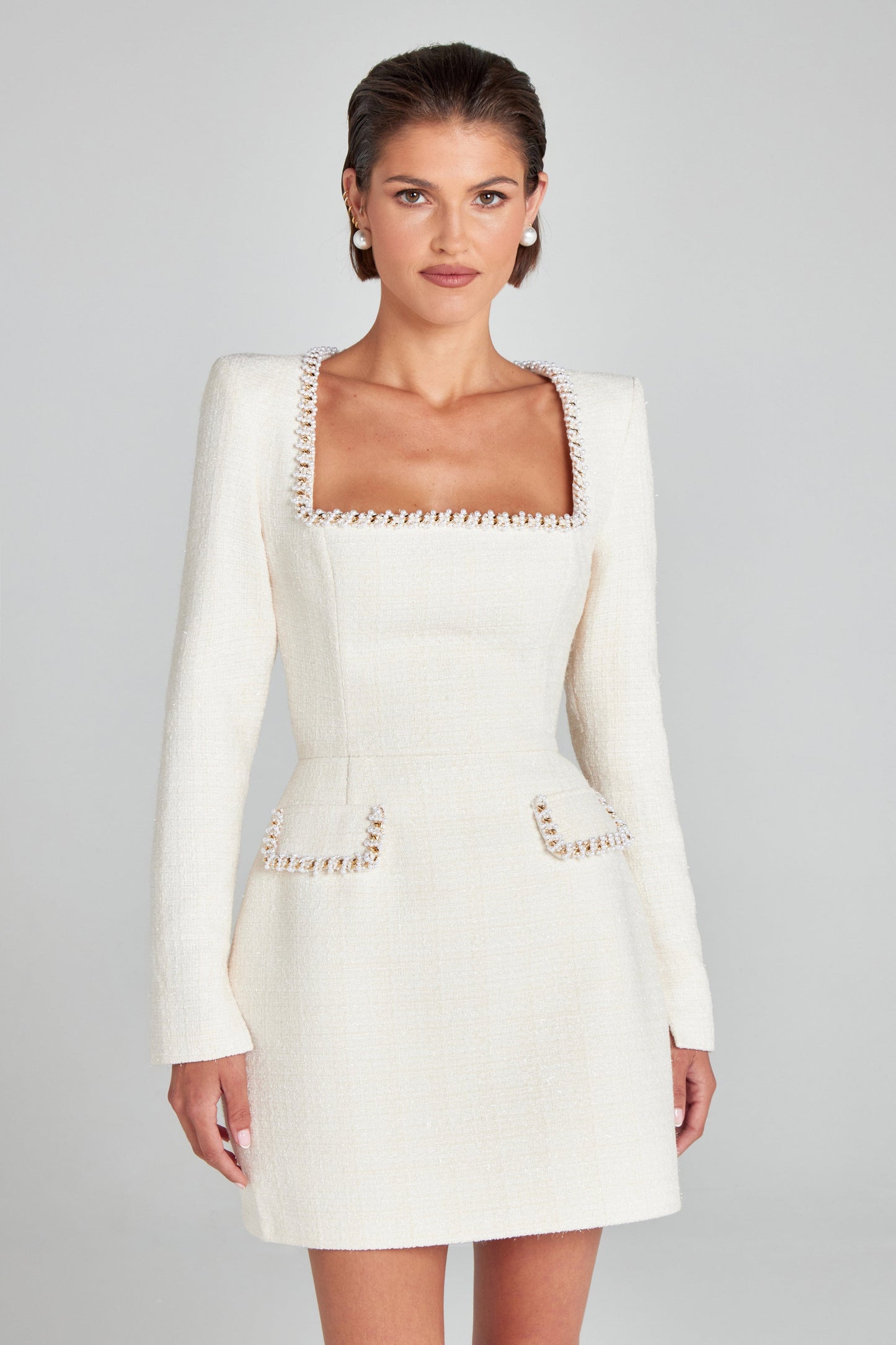 Women's Square Neck Long Sleeve Homecoming Mini Dress