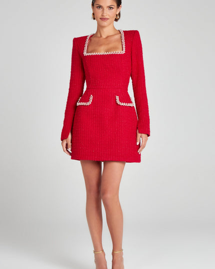 Women's Square Neck Long Sleeve Homecoming Mini Dress