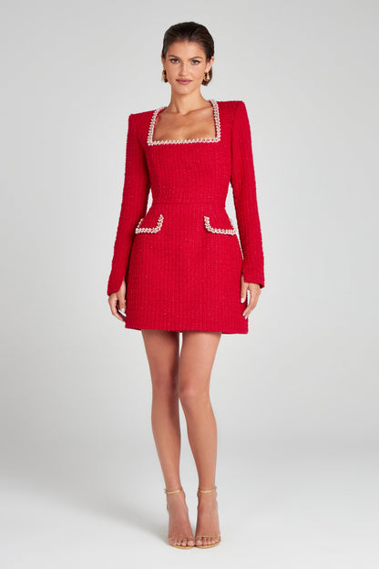 Women's Square Neck Long Sleeve Homecoming Mini Dress
