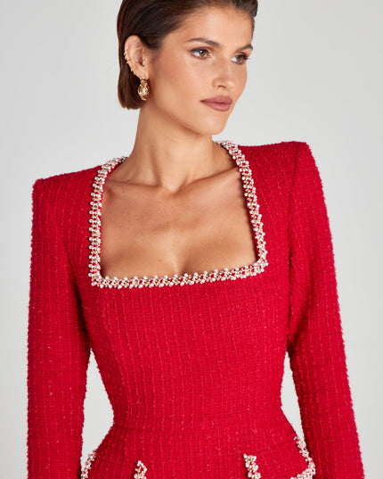 Women's Square Neck Long Sleeve Homecoming Mini Dress