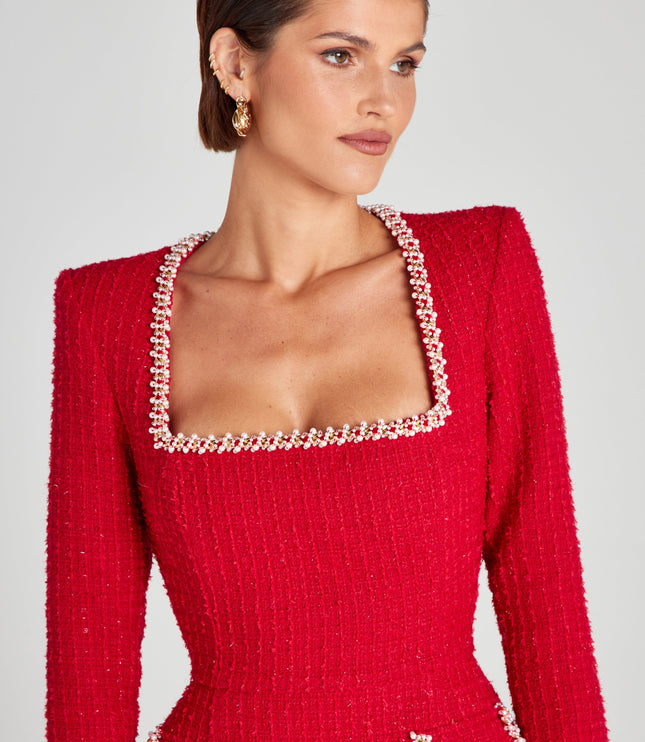 Women's Square Neck Long Sleeve Homecoming Mini Dress