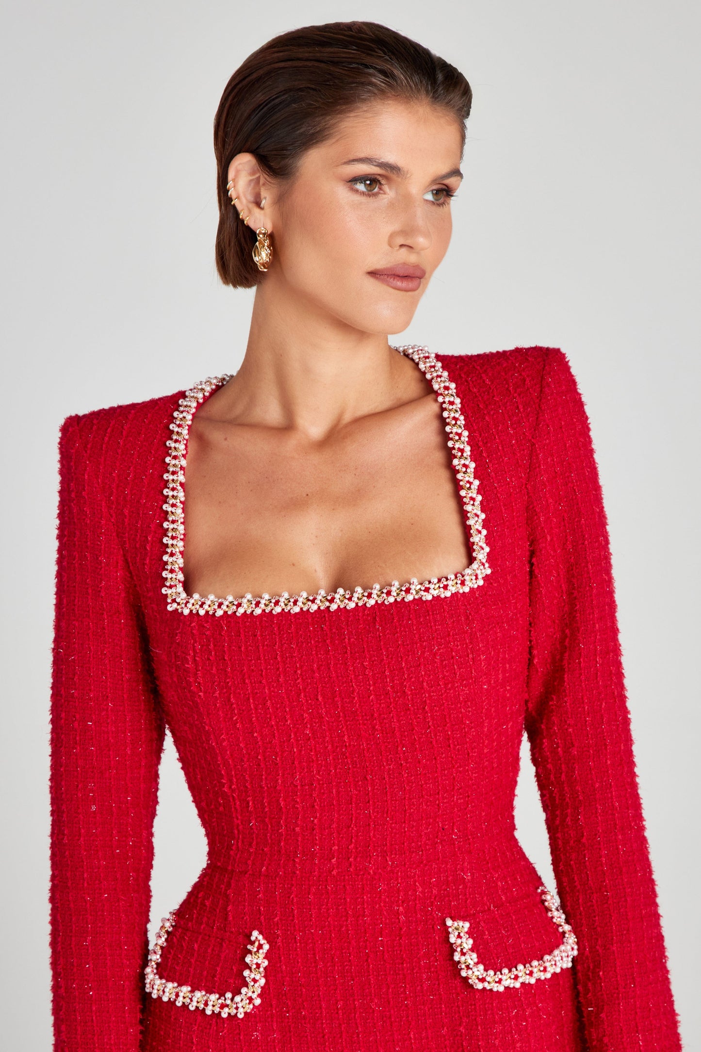 Women's Square Neck Long Sleeve Homecoming Mini Dress