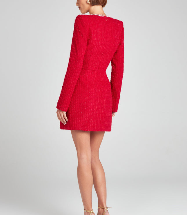 Women's Square Neck Long Sleeve Homecoming Mini Dress