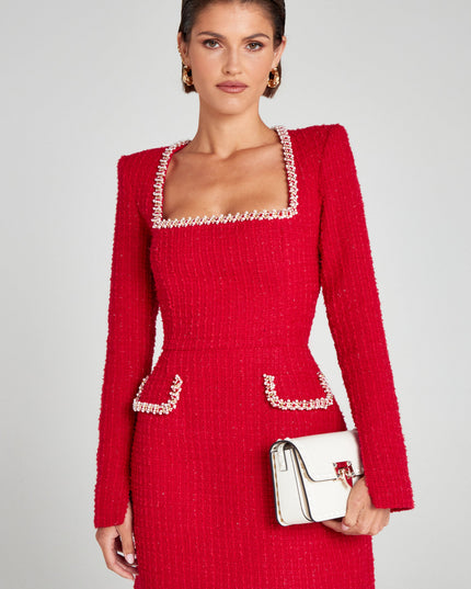 Women's Square Neck Long Sleeve Homecoming Mini Dress