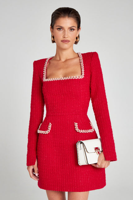 Women's Square Neck Long Sleeve Homecoming Mini Dress