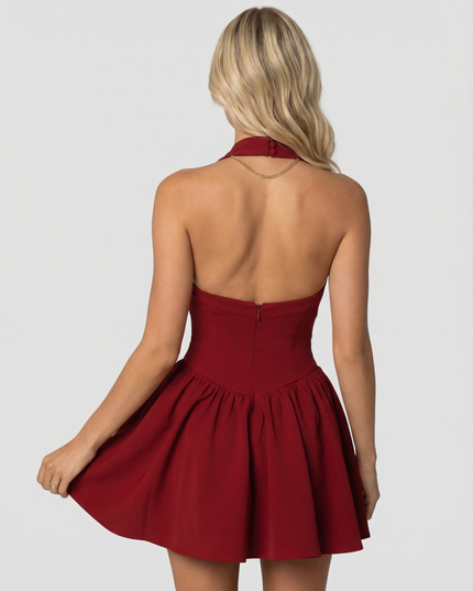 Women's Square Neck Short Sleeve Summer Mini Dress