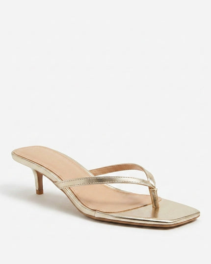 Women's Square Toe Sandals with a Gold Kitten Heel