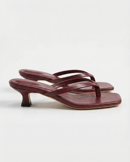 Women's Square-Toe Sandals with a Kitten Heel