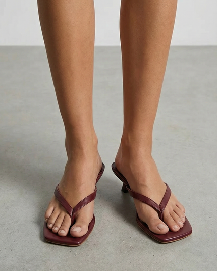 Women's Square-Toe Sandals with a Kitten Heel