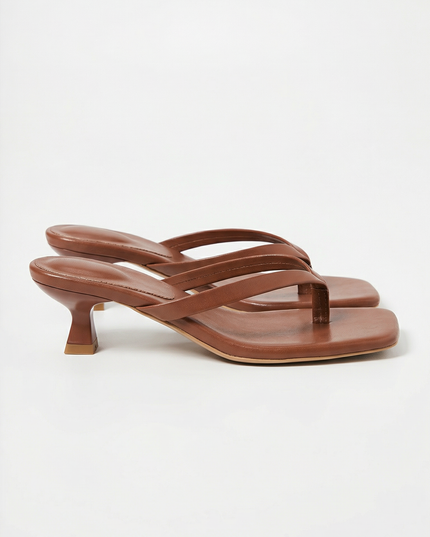 Women's Square-Toe Sandals with a Kitten Heel