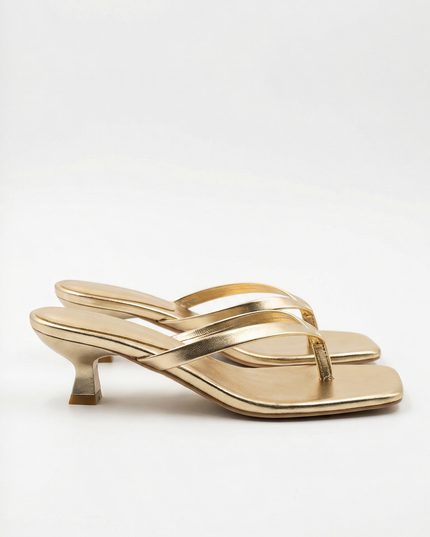 Women's Square-Toe Sandals with a Kitten Heel
