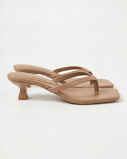 Women's Square-Toe Sandals with a Kitten Heel