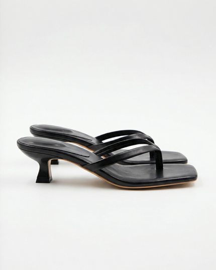 Women's Square-Toe Sandals with a Kitten Heel