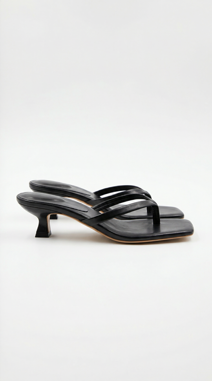 Women's Square-Toe Sandals with a Kitten Heel
