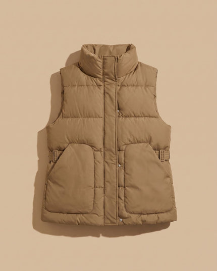 Women's Stand Collar Quilted Utility Puffer Vest