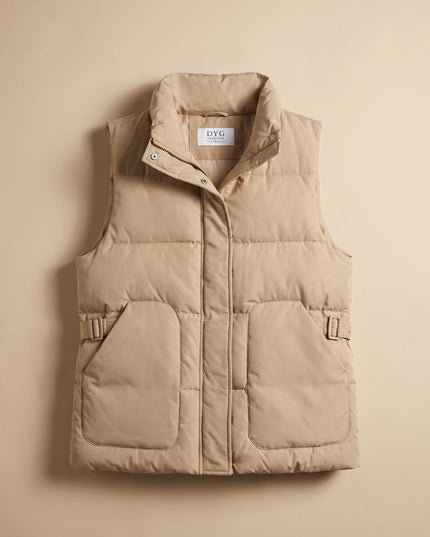 Women's Stand Collar Quilted Utility Puffer Vest