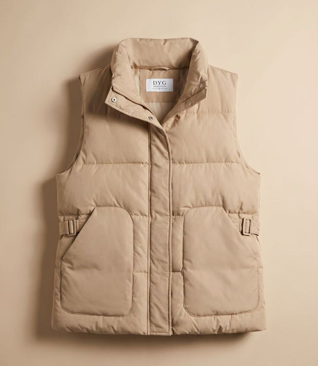 Women's Stand Collar Quilted Utility Puffer Vest
