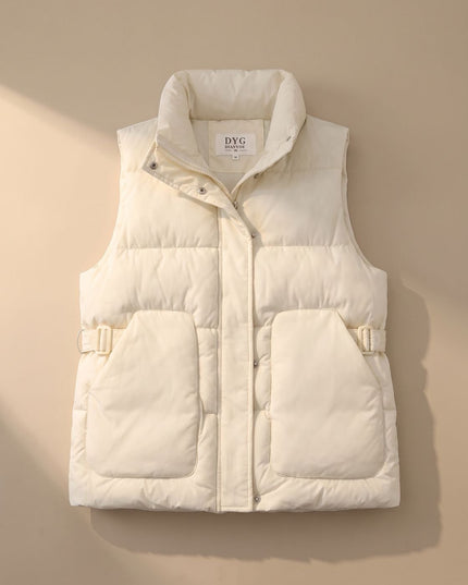 Women's Stand Collar Quilted Utility Puffer Vest