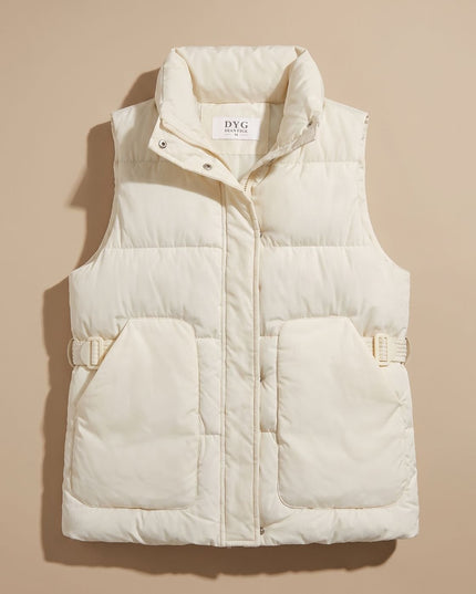 Women's Stand Collar Quilted Utility Puffer Vest