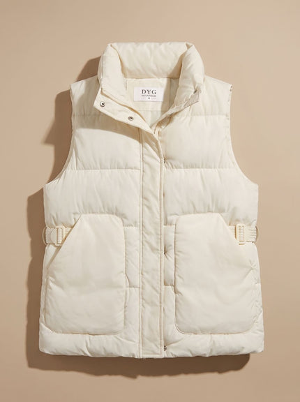 Women's Stand Collar Quilted Utility Puffer Vest