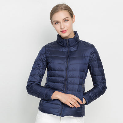 Women's Stand Collar Quilted Zip-Up Jacket