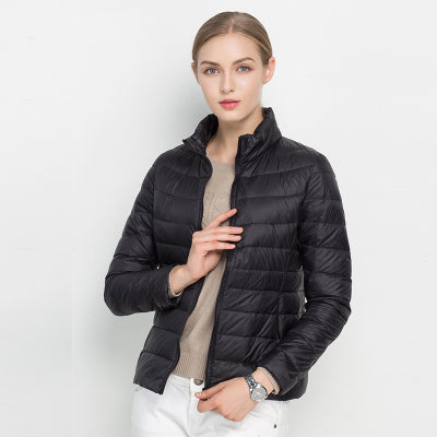 Women's Stand Collar Quilted Zip-Up Jacket