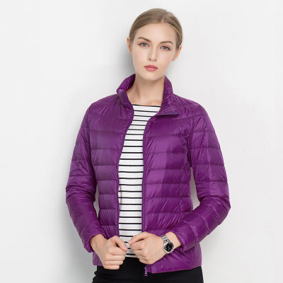 Women's Stand Collar Quilted Zip-Up Jacket