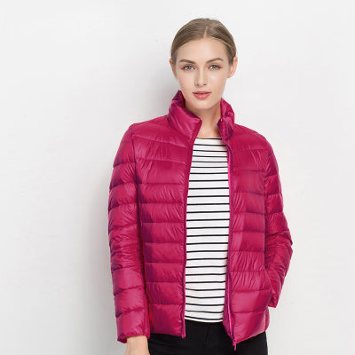 Women's Stand Collar Quilted Zip-Up Jacket