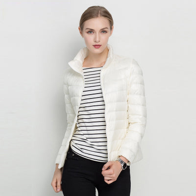 Women's Stand Collar Quilted Zip-Up Jacket